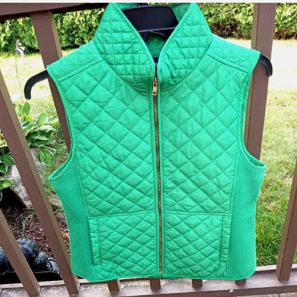 British Khaki Green Quilted Vintage Vest - Picture 1 of 7